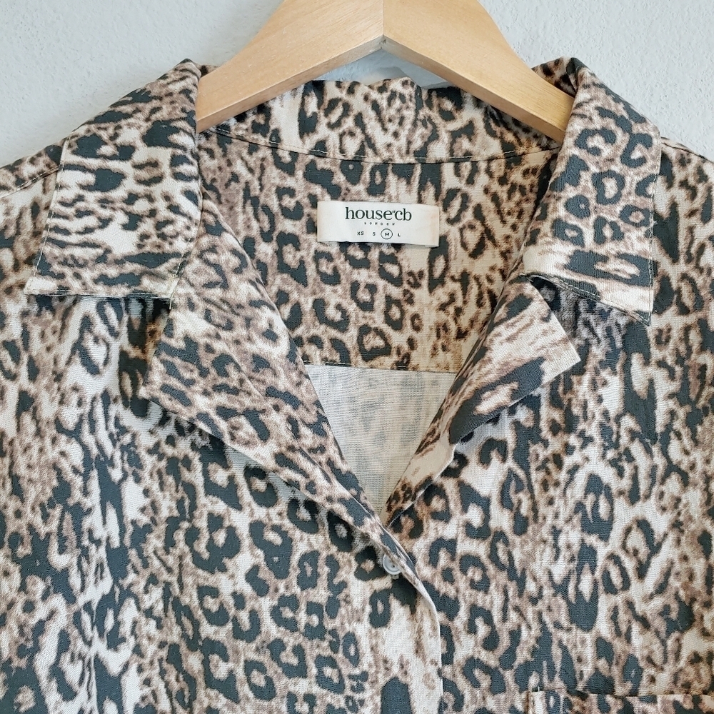 House of CB London Animal Print Short Sleeves Shirt Sz M Contemporary Casual - Picture 6 of 12